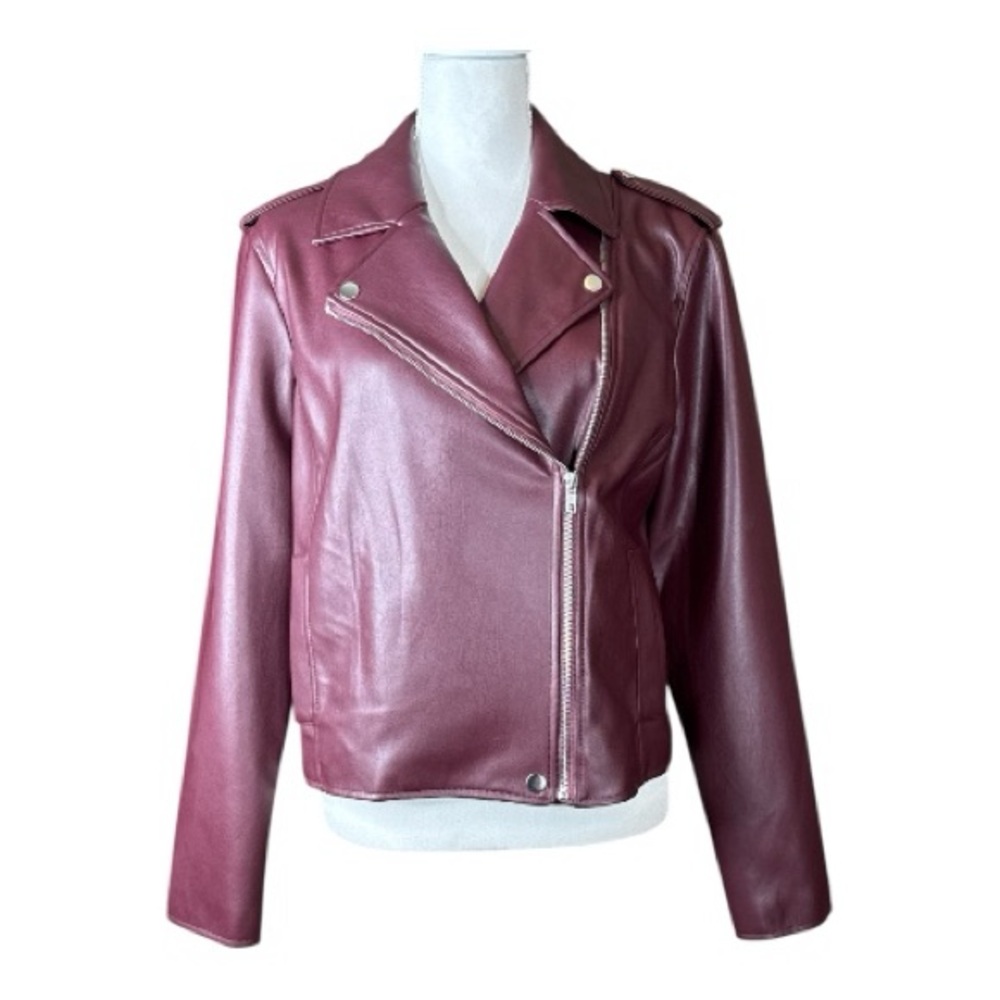 INC INTERNATIONAL CONCEPTS Burgundy/Wine Vegan Jacket, Size L. - Picture 5 of 12